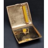 A Glorious Antique Solid 9K Yellow Gold Cigarette Case. Bevel edged with an engine-turned finish.