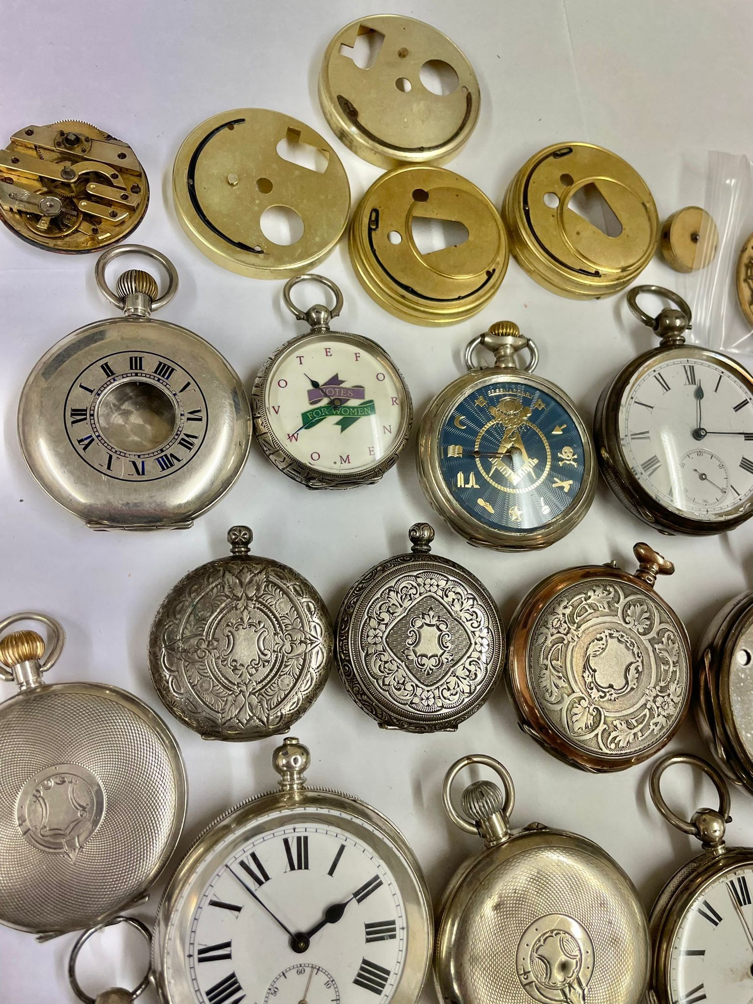 Antique & vintage silver pocket watches fusee, Waltham etc some ticking sold as found - Image 7 of 11