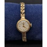 A Vintage 9K Gold Rone Seventeen Ladies Cocktail Watch. Case - 16mm. Mechanical movement. 15.75g