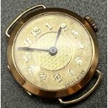 A Vintage 9K Yellow Gold Watch Case. A/F. 8.37g total weight.