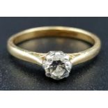 A 9K Yellow Gold Diamond Solitaire Ring. 0.25ct. Size K 1/2. 2.15g total weight.