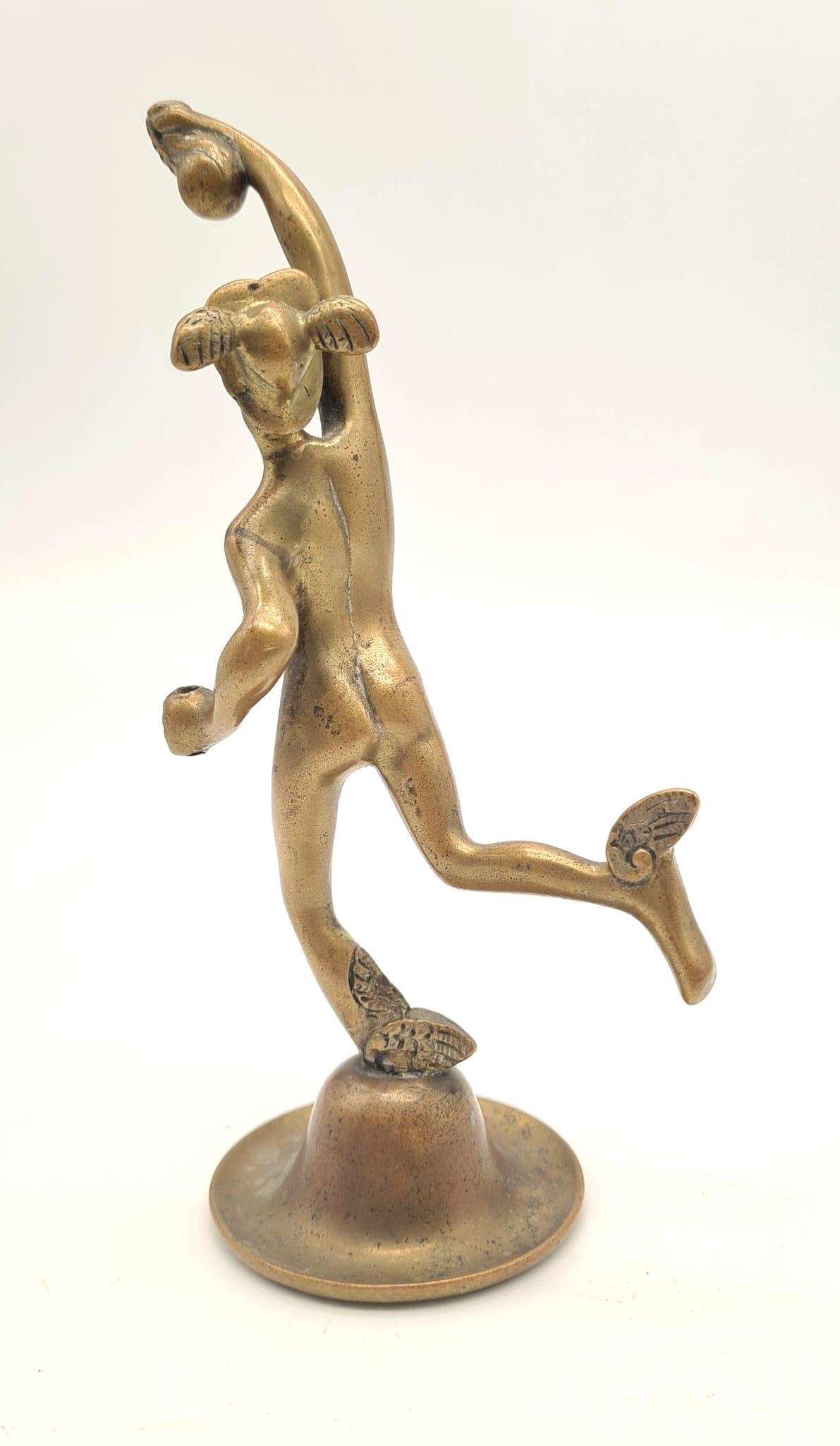 An Antique Rare Bronze Car Mascot Figure in the Form of Mercury - God of Speed and escort to the - Image 2 of 5