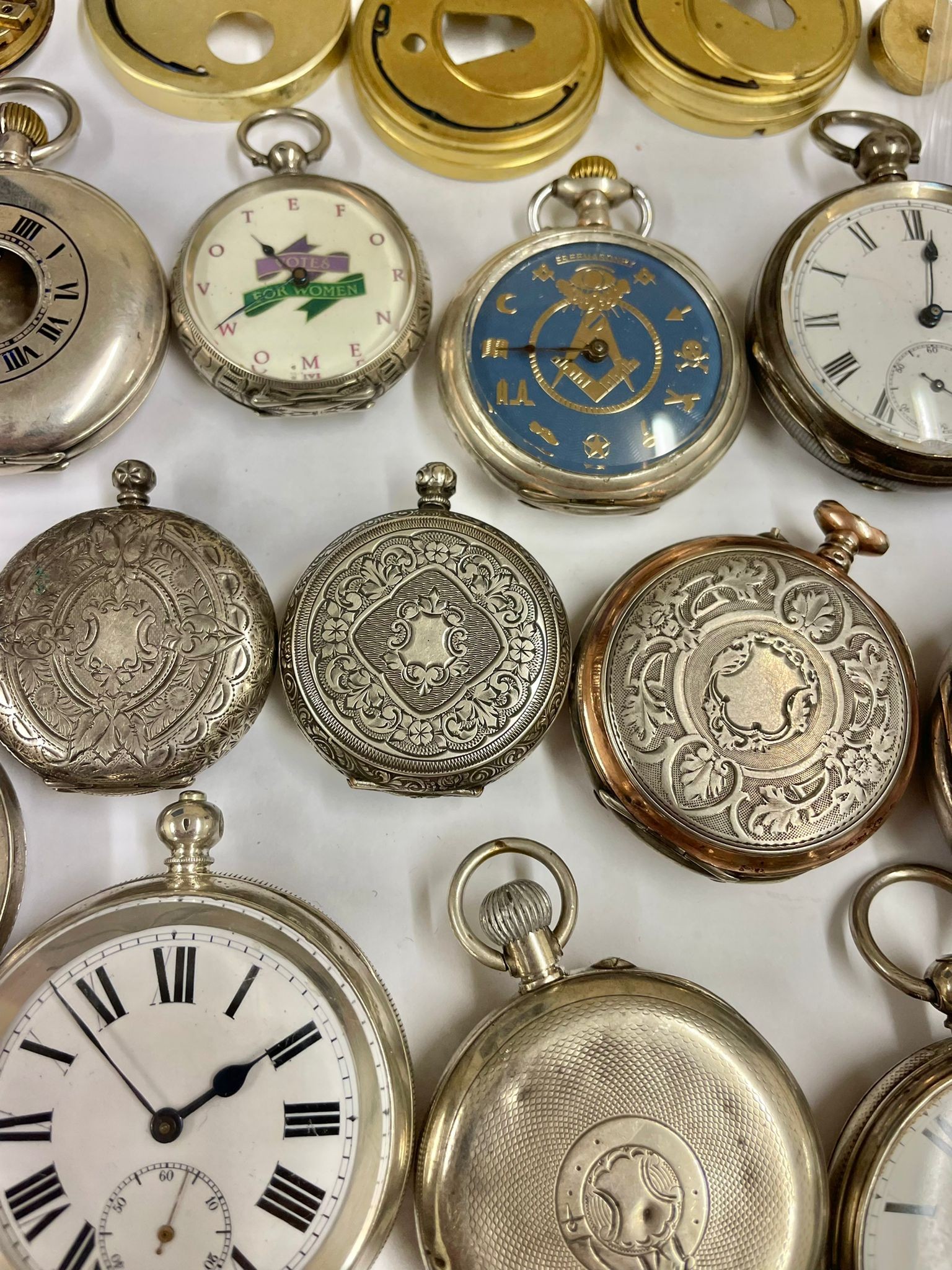 Antique & vintage silver pocket watches fusee, Waltham etc some ticking sold as found - Image 5 of 11