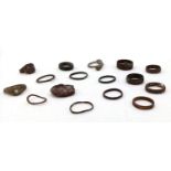 An interesting collection of 15 excavated Roman and Medieval rings and possibly 1 coin.