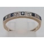 9K YELLOW GOLD VINTAGE DIAMOND & SAPPHIRE 1/2 ET RING 2G SIZE M