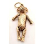 9K ROSE GOLD TEDDY CHARM WITH ARTICULATED ARMS AND LEGS 4.8G