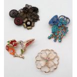 Four Wonderful and Colourful Brooches. Exceptional colours and styles. 6 x 6cm average size.