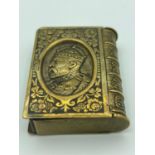 Antique engraved Brass Vesta in book form,with ‘long live the King’to the front and the king’s