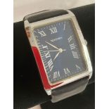 Gentlemans SEKONDA quartz wristwatch in Silver tone ,having oversize Square face in midnight blue