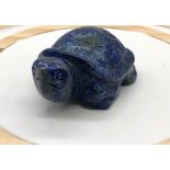 A Lapis Lazuli Small Hand-Carved Tortoise Figurine. 5cm.