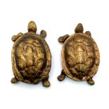 A Rare Antique Pair of Bronze Tortoises. 11 x 6.5cm.