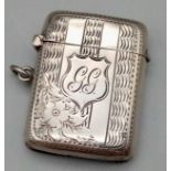 Napper & Davenport of Birmingham 1909-1925 Silver vesta case. weighs 21.90g