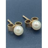 Pair of 9 carat GOLD and PEARL STUD EARRINGS.