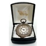 STERLING SILVER POCKET WATCH ( GLASS MISSING) A/F 35.3G