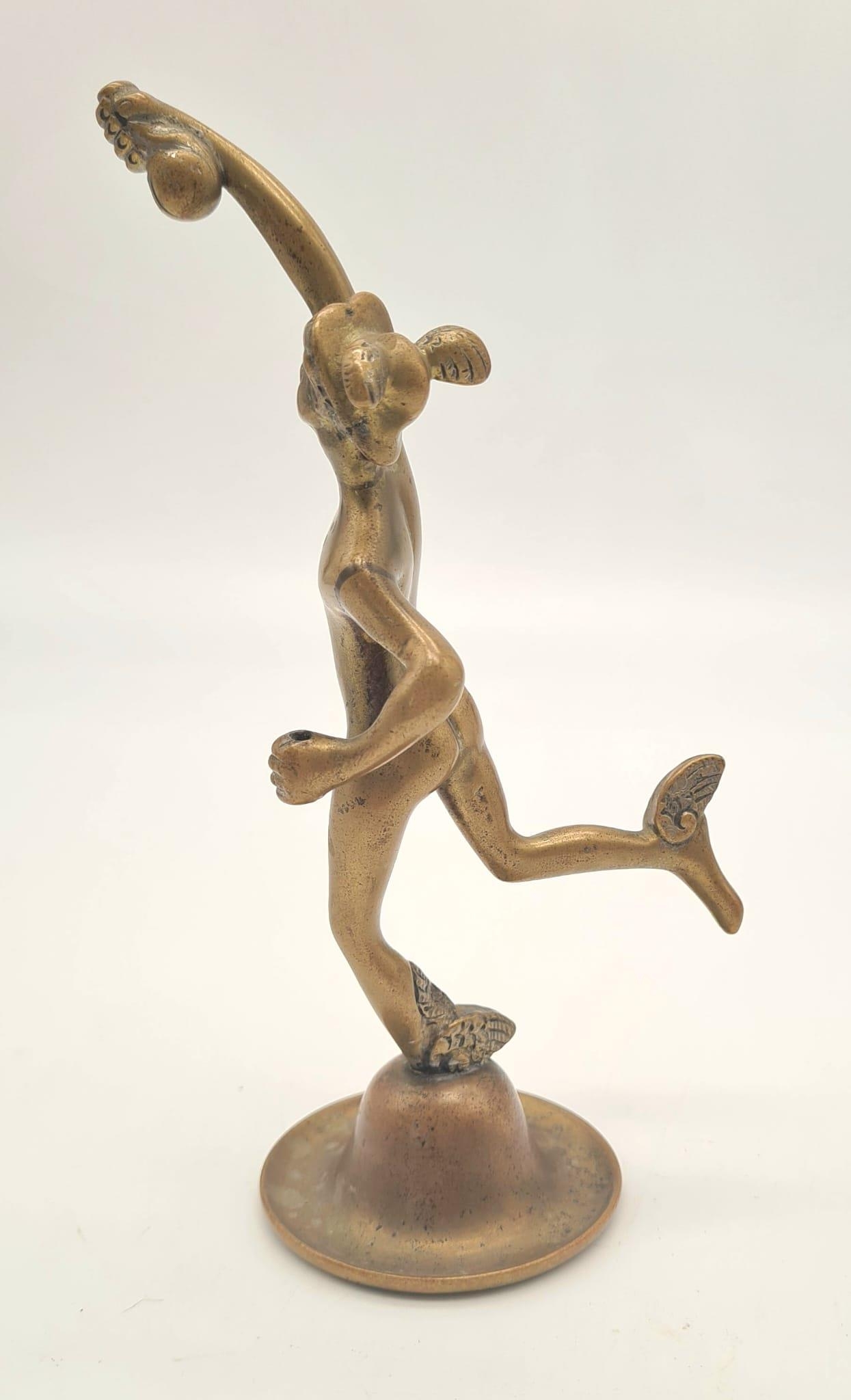 An Antique Rare Bronze Car Mascot Figure in the Form of Mercury - God of Speed and escort to the - Image 3 of 5