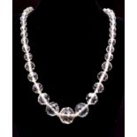 A Vintage Quartz Crystal Graduated Faceted Bead Necklace. 50cm.