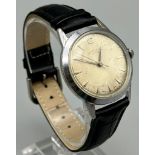 A Vintage Favre-Leuba Gents Mechanical Watch. Leather strap. Stainless steel case - 36mm. Dial