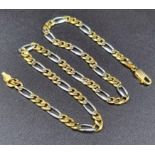 A 9K Yellow and White Gold Figaro-Link Chain. 38cm. 16.25g total weight.