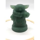 A Green Averturine Crystal Yoda Figurine. 6cm tall.