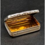 An Antique Georgian Gilt Interior Solid Silver Snuff Box. Hallmarks for Birmingham 1795. Makers mark