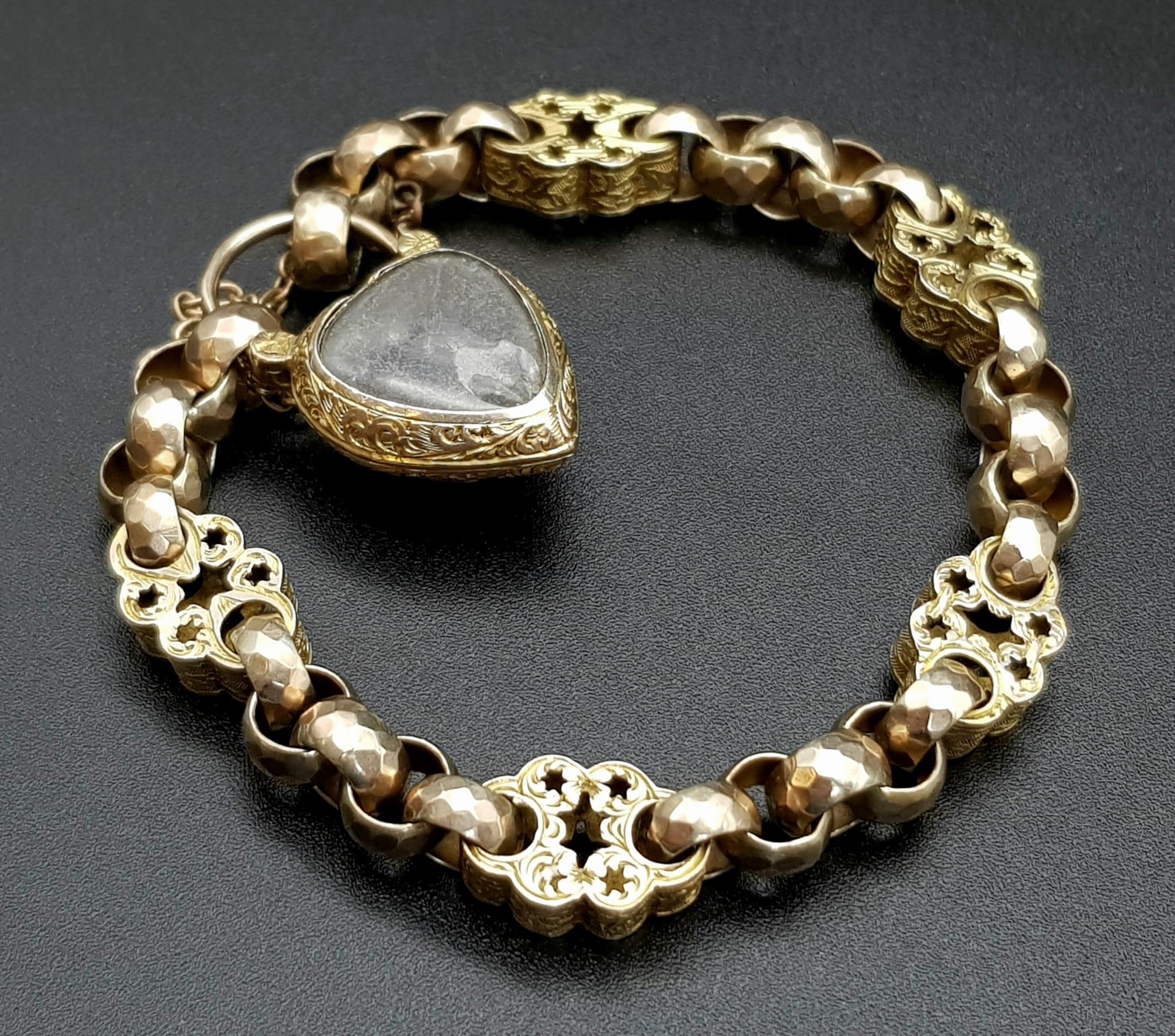 An Absolutely Splendid Victorian Hand-Made 15K Gold Bracelet. Faceted belcher links connected to - Image 4 of 7