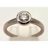 An 18K White Gold Diamond Solitaire Ring. 0.55ct diamond. Size M 1/2. 3.4g total weight.