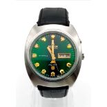 Ricoh 'Rolex inspired' automatic 21 jewel stainless steal watch with leather strap. 40mm. Length: