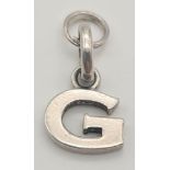 LINKS OF LONDON STERLING SILVER INITIAL G CHARM WITH SPLIT RING 1.8G