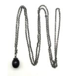 TROLLBEAD STERLING SILVER ONYX SET NECKLACE 12.5G 90CM