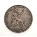 A Queen Victoria 1841 One Penny Coin. London mint. Very fine condition but please see photos.