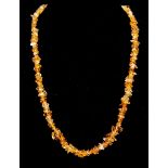 A Natural Rough Citrine Necklace with Barrel Clasp. 44cm.