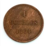 1864 GUERNSEY 4 DOUBLES COIN