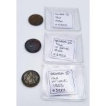 Three Silver George IV Farthing Coins. 1822, 23 and 30. Please see photos for conditions.