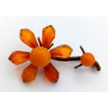 A Vintage Amber Brooch in the Form of a Sunflower. 5cm.