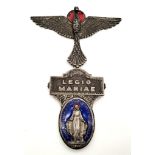 Antique 19th century tested enamel solid silver (800) dated 1830 Legio Mariae with freedom bird.