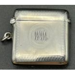 An Antique Sterling Silver Vesta Case. Hallmarks for Birmingham.