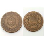 1865 UNITED STATES OF AMERICA 2 CENTS COIN