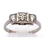 Platinum 3 stone diamond ring 0.75ct Diamonds Size O 3.3g