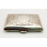 A Sterling Silver Engraved Cigarette Case. Hallmarks for Birmingham 1945. Makers mark William