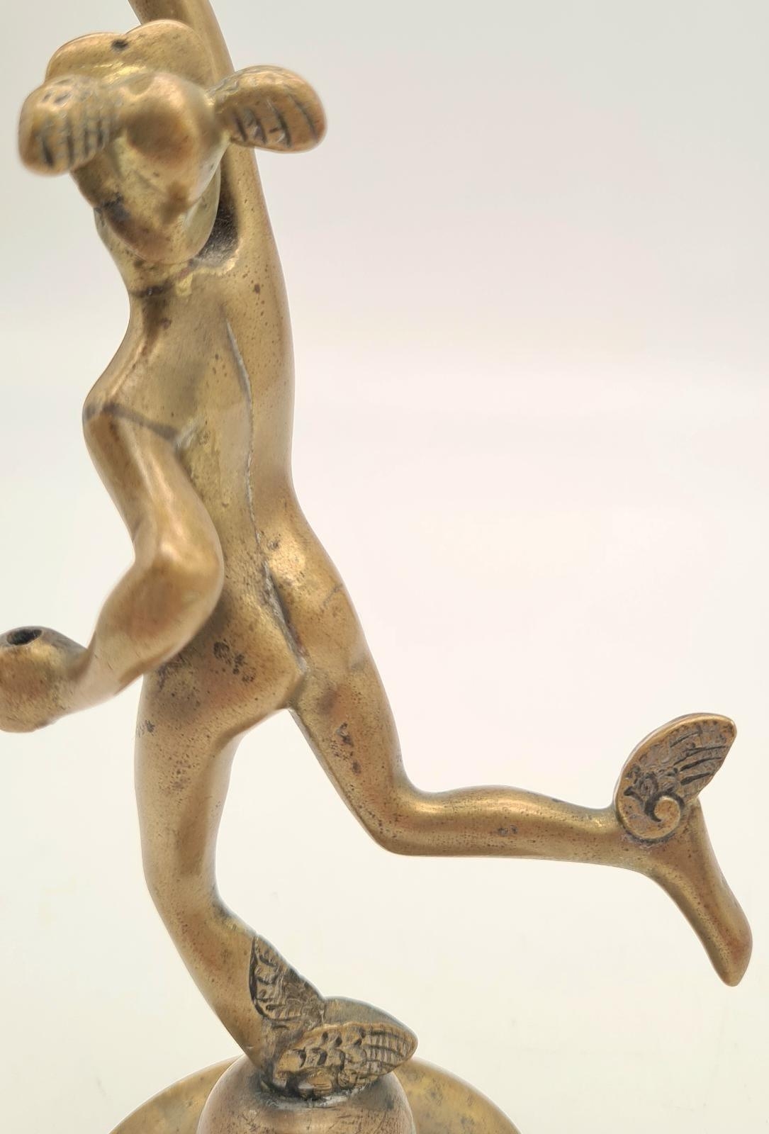 An Antique Rare Bronze Car Mascot Figure in the Form of Mercury - God of Speed and escort to the - Image 5 of 5