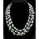 A Freshwater Pearl and Aventurine Necklace. 120cm