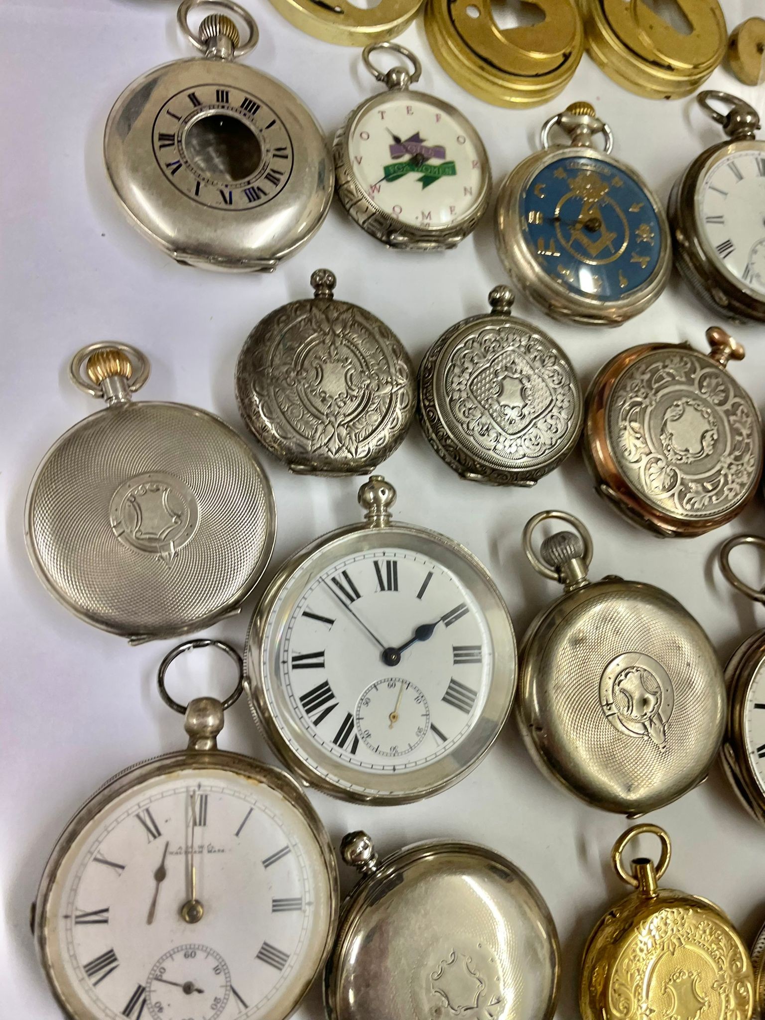 Antique & vintage silver pocket watches fusee, Waltham etc some ticking sold as found - Image 3 of 11