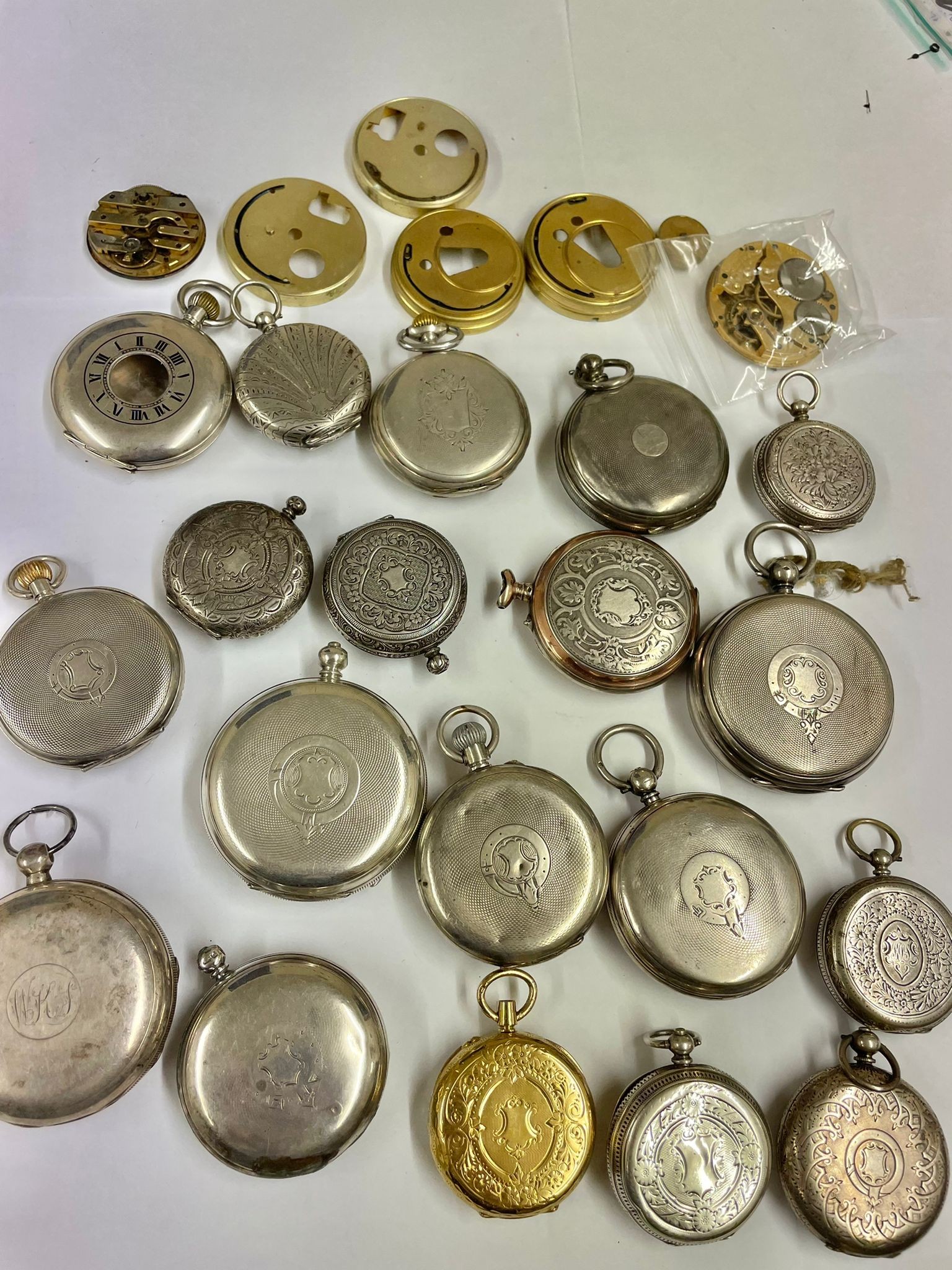 Antique & vintage silver pocket watches fusee, Waltham etc some ticking sold as found - Image 2 of 11