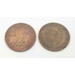 1966 & 1928 ONE PENNY COIN QUEEN ELIZABETH