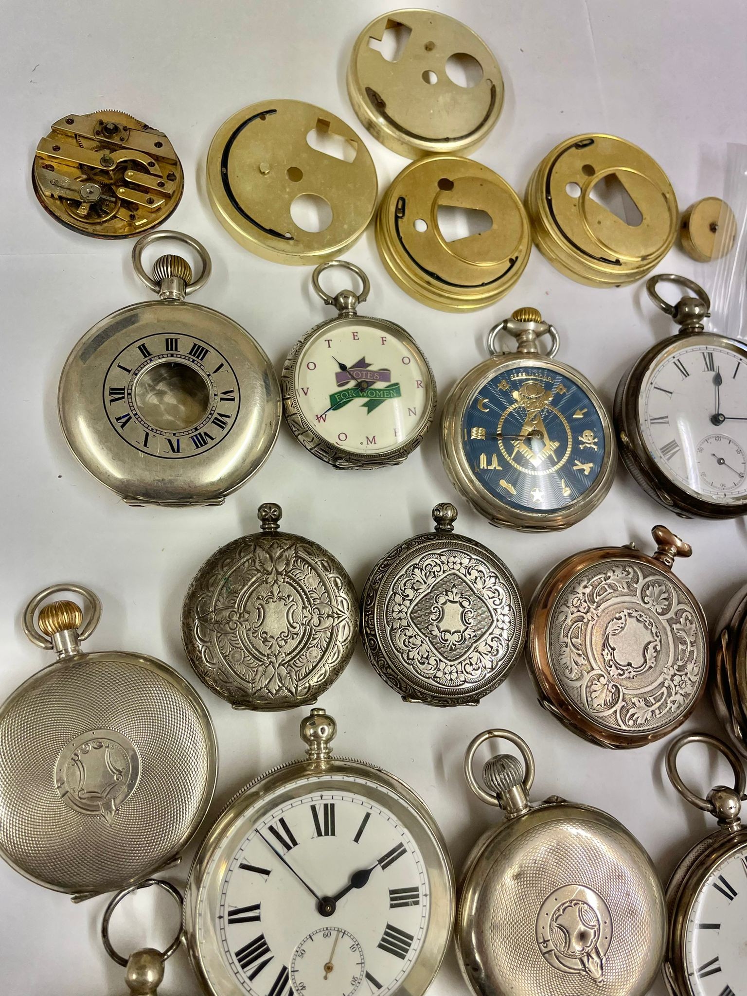 Antique & vintage silver pocket watches fusee, Waltham etc some ticking sold as found - Image 4 of 11