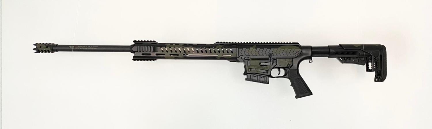 An Atlas Model TW23 12 Bore Semi-Automatic Shotgun with Muzzle Break. Camo coloured pattern. 1 x 2