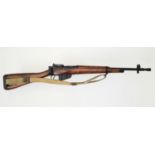 An Enfield No. 5 Bolt Action Jungle Carbine Rifle. Very good to mint barrel. Nice tiger-stripped