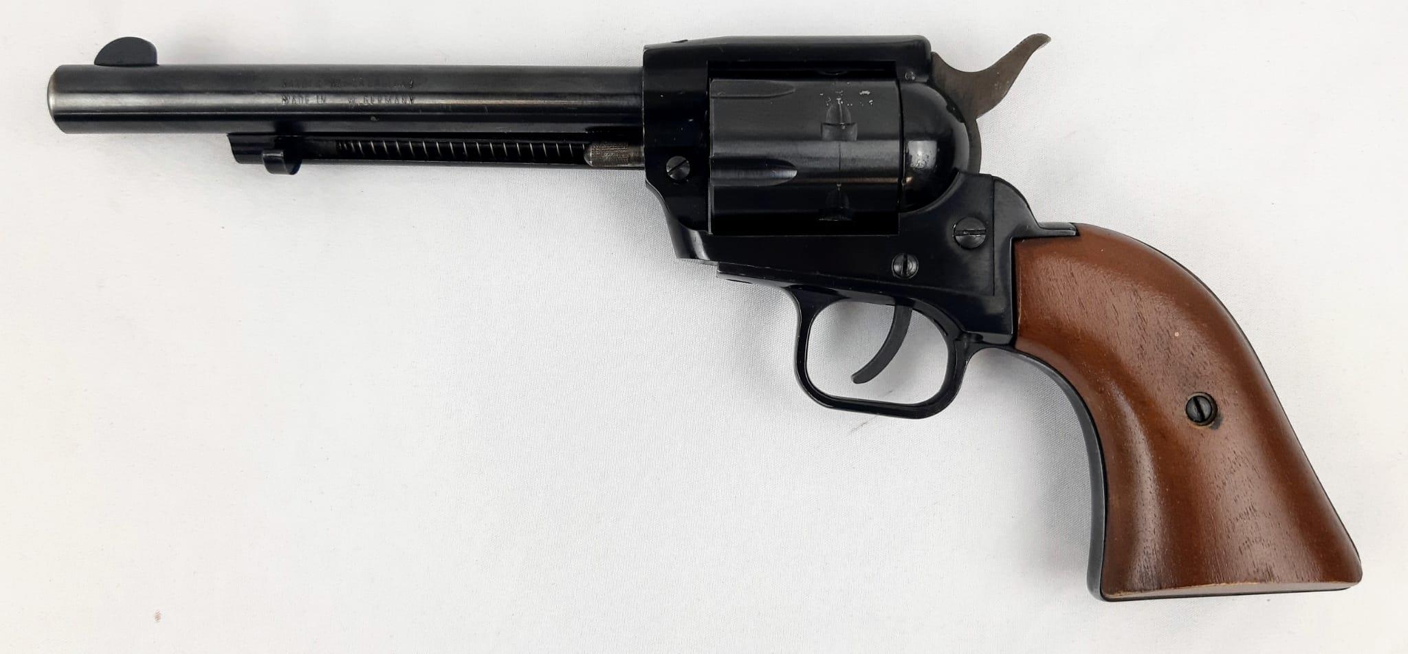 A SAXBY & PALMER COLT STYLE REVOLVER (DEACTIVATED) BLACK FINISH WITH WOODEN GRIPS. - Image 2 of 10