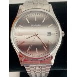 Gentlemans SEKONDA Quartz wristwatch in Silver tone,Having large gunmetal coloured face with