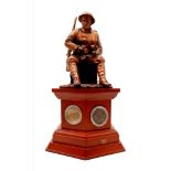 A Danbury Mint ‘The Brave British Tommy’ World War 1 Centenary Bronzed Sculpture on wooden plinth